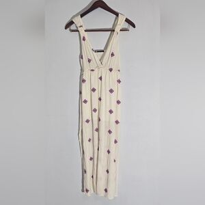 Zara Cream Maxi Dress with Purple Accents